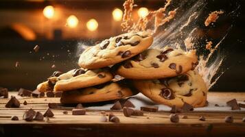 AI generated dessert falling cookies food photo