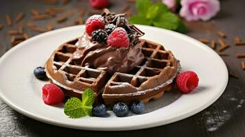 AI generated dessert chocolate waffle food photo