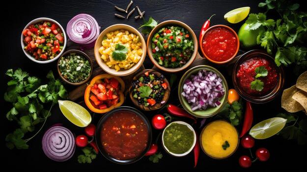 ai generado picante salsa taco comida foto