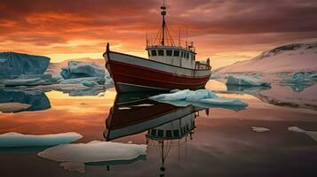 ai generado agua seco muelle icebergs foto