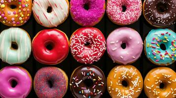 ai generado vidriar panadería rosquilla comida foto