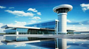 AI generated technology modern airport background photo