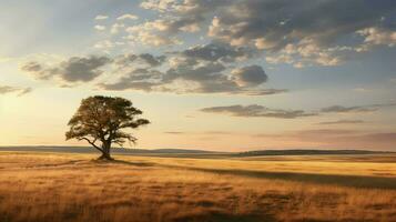 AI generated open prairies landscape lone photo