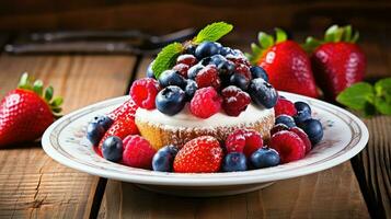 AI generated rasp berry dessert food photo