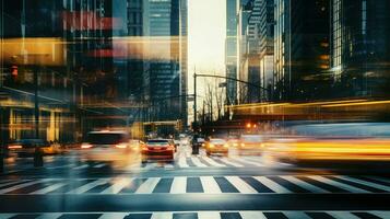 AI generated street blur urban business photo