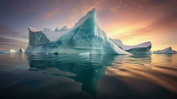 AI generated arctic pinnacled icebergs landscape photo