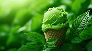 AI generated kiwi green ice cream photo