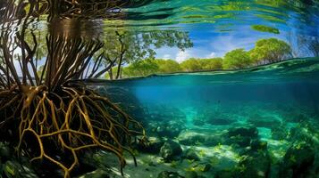 AI generated conservation mangrove forest landscape photo