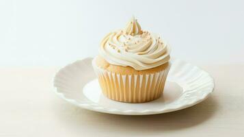 AI generated sweet white cupcake food photo