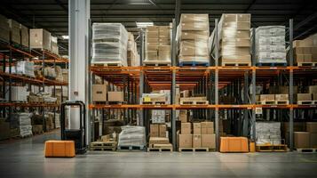 AI generated distribution supply warehouse background photo