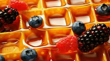 AI generated breakfast syrup waffle food photo