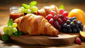 ai generado Pastelería desayuno cruasán comida foto