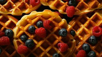 AI generated breakfast golden waffle food photo