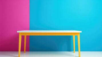 AI generated minimal table empty background photo
