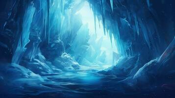 AI generated snow ice cave landscape photo