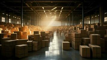 AI generated inventory box warehouse background photo