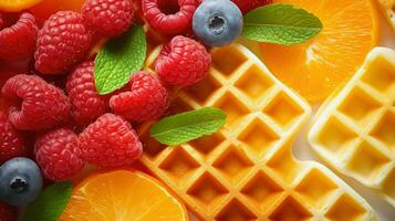 AI generated crispy fresh waffle food photo