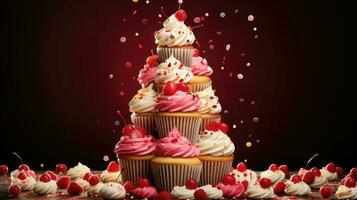 AI generated sweet tasty cupcake food photo