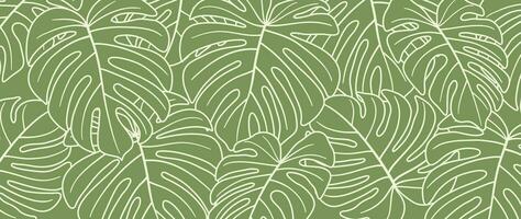 Abstract botanical art background vector. Natural hand drawn pattern design with leaves branch. Simple contemporary style illustrated Design for fabric, print, cover, banner, wallpaper. vector