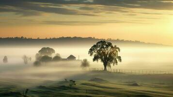 ai generado campo tierras de cultivo paisaje sereno foto