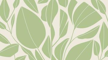 Abstract botanical art background vector. Natural hand drawn pattern design with leaves branch. Simple contemporary style illustrated Design for fabric, print, cover, banner, wallpaper. vector