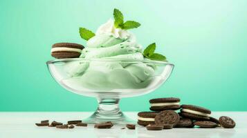 AI generated cream mint dessert food photo