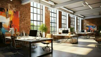 AI generated office loft business background photo