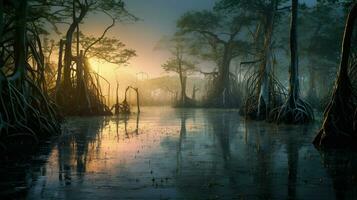 AI generated mire tidal swamp landscape photo