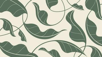 Abstract botanical art background vector. Natural hand drawn pattern design with leaves branch. Simple contemporary style illustrated Design for fabric, print, cover, banner, wallpaper. vector