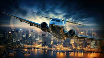 AI generated executive business airplane backgtound photo