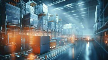 AI generated distribution commercial warehouse background photo