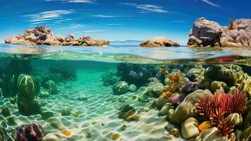 ai generado Oceano cáscara playa paisaje foto