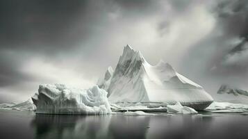 AI generated frozen tabular icebergs landscape photo