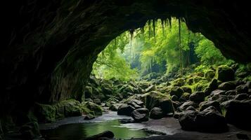 AI generated underground lava tubes cave photo