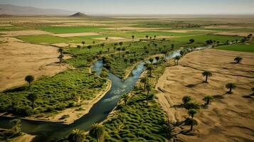AI generated arid plateau oases landscape photo