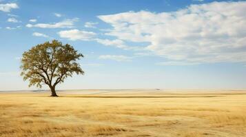 AI generated grassland steppe landscape vast photo