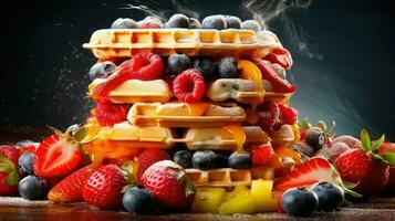 AI generated dessert pastry waffle food photo