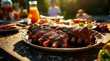 ai generado salchicha caliente barbacoa comida foto