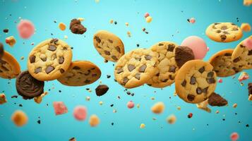 AI generated dessert flying cookies food photo