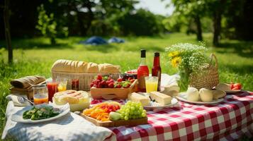 ai generado Fruta cena picnic comida foto