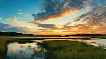 AI generated wetland salt marsh landscape photo