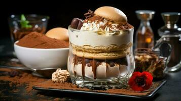 AI generated pastry confectionery tiramisu food photo