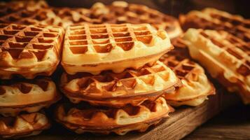 AI generated delicious bakery waffle food photo