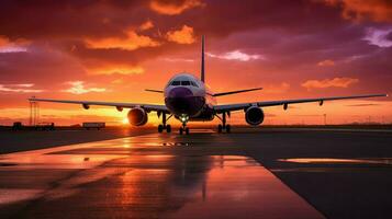 ai generado aviación pista aeropuerto antecedentes foto