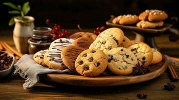 AI generated chocolate homemade cookies food photo