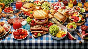 AI generated burgers party picnic food photo