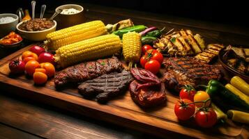 AI generated steak board bbq food photo
