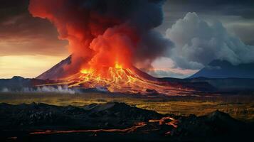 AI generated geology lava plateau landscape photo