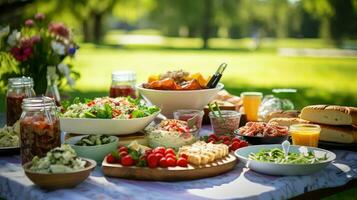 ai generado Fruta parque picnic comida foto