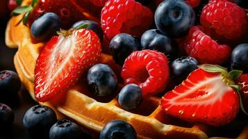 AI generated breakfast berry waffle food photo
